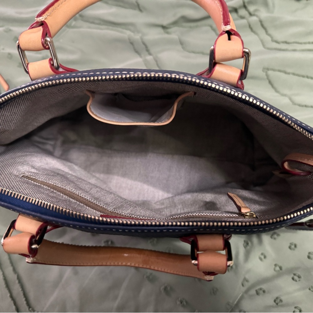 Dooney & Bourke Navy and Tan Satchel - Picture 10 of 14